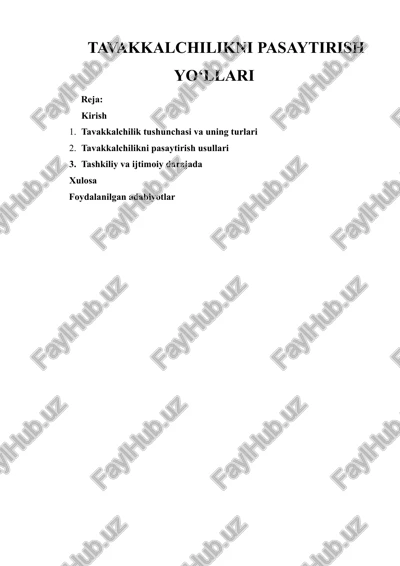 tavakkalchilikni pasaytirish yo‘llari — DOCX