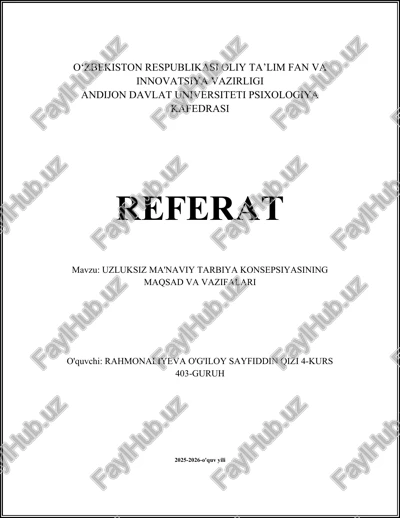 uzluksiz ma'naviy tarbiya konsepsiyasi — DOCX