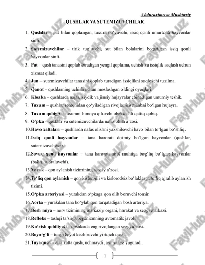 qushlar va sutemizuvchilar — PDF