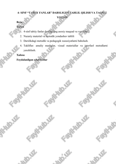 4-sinf “tabiiy fanlar” darsligi — DOCX