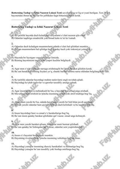 rotterning tashqi va ichki nazorat lokusi testi — DOCX