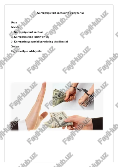 korrupsiya tushunchasi va uning tarixi — DOCX
