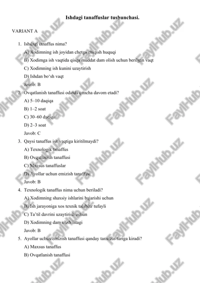 ishdagi tanaffuslar tushunchasi — DOCX