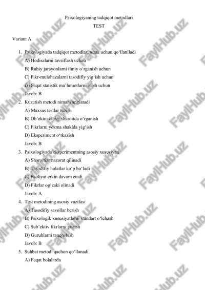 psixologiyaning tadqiqot metodlari — DOCX