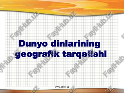 dunyo dinlarining geografik tarqalishi — PPT