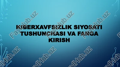 kiberxavfsizlik siyosati tushunchasi va fanga kirish — PPTX