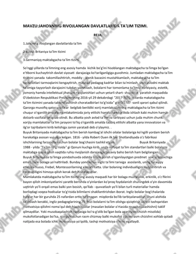 jahonning rivojlangan davlatlarida taʼlim tizimi — DOCX