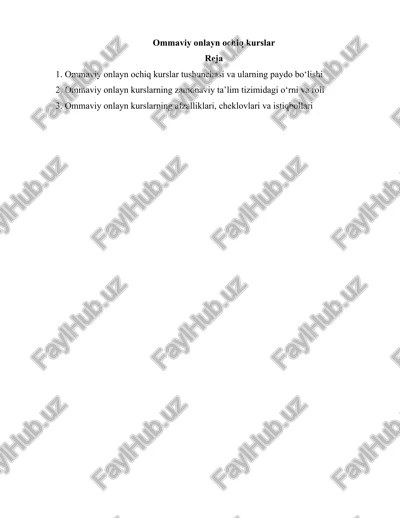 ommaviy onlayn ochiq kurslar — DOCX