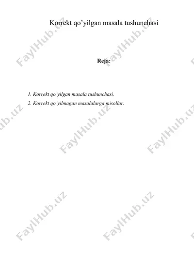 korrekt qo’yilgan masala tushunchasi — DOC