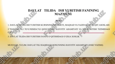davlat tilida ish yuritish fanining mazmuni — PPTX