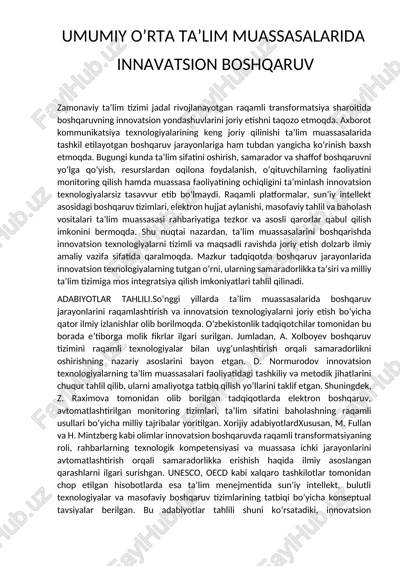 umumiy o’rta ta’lim muassasalarida innavatsion boshqaruv — DOCX