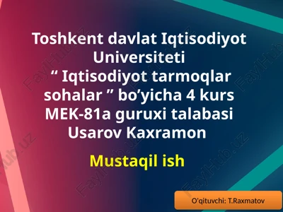 fond bozori va uning rivojlanishi — PPTX