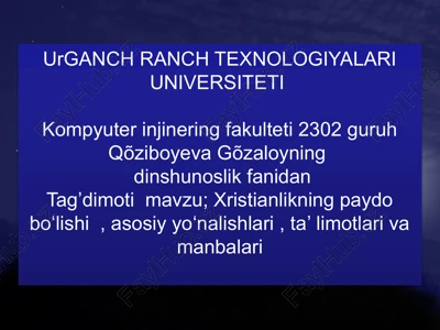 xristianlikning paydo boʻlishi — PPTX