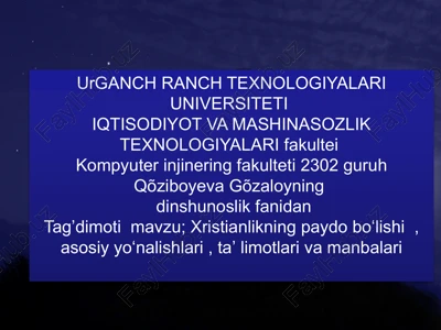xristianlikning paydo boʻlishi — PPTX