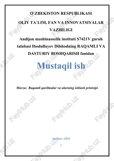 raqamli qurilmalar va ularning ishlash printsipi — DOCX