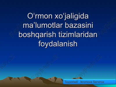 oʻrmon xoʻjaligida maʼlumotlar bazasini boshqarish tizimlari — PPT