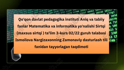 zamonaviy dasturlash tili fanidan tayyorlagan taqdimoti — PPTX