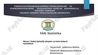 tashqi iqtisodiy aloqalar va tulov balansi statistikasi — PPTX