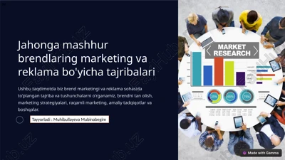 jahonga mashhur brendlaring marketing va reklama bo'yicha tajribalari — PPTX