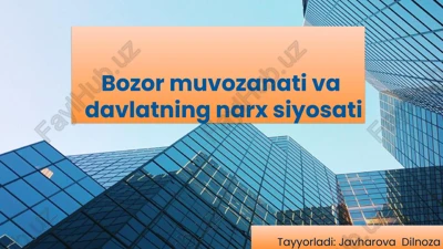bozor muvozanati va davlatning narx siyosati — PPTX