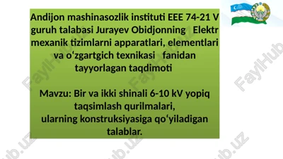elektrmexaniktizimlari, elementlari va o‘zgartgich texnikasi taqdimoti — PPTX