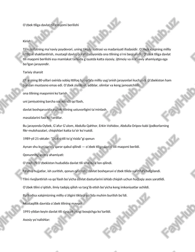 davlat tili maqomi berilishi — DOCX