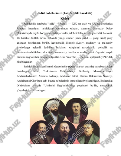 jadidbobolarimiz (jadidchilik harakati) — DOCX