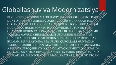 globallashuv va modernizatsiya — PPTX