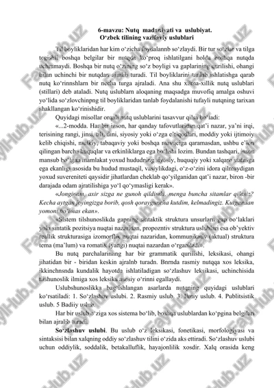 nutq madaniyati va uslubiyat — DOCX