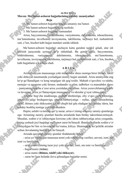ma’lumot-axborot hujjatlari — DOCX