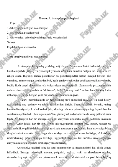 art-terapiya psixologiyasi — DOCX