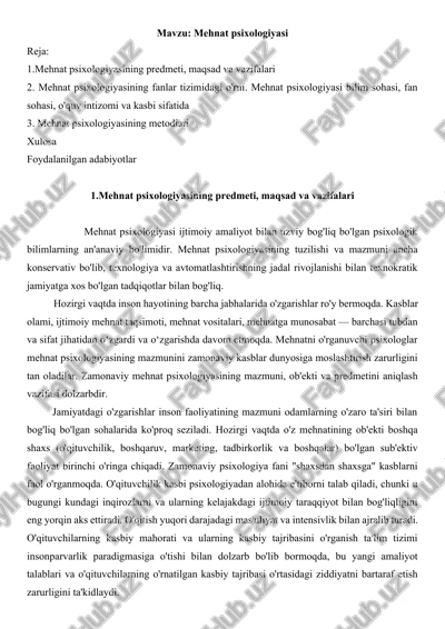 mehnat psixologiyasi — DOCX