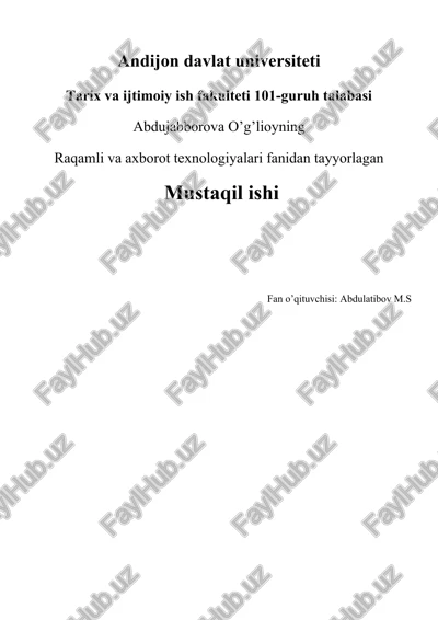 raqamli texnologiyalar tushunchasi va rivojlanish bosqichlari — DOCX