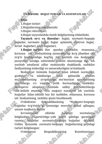 hujjat turlari va xususiyatlari — DOCX
