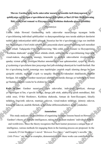 gardnerning turfa zakovatlar nazariyasi — DOCX