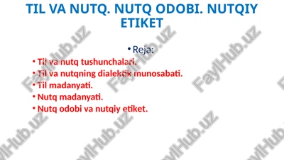 til va nutq. nutq odobi. nutqiy etiket — PPTX