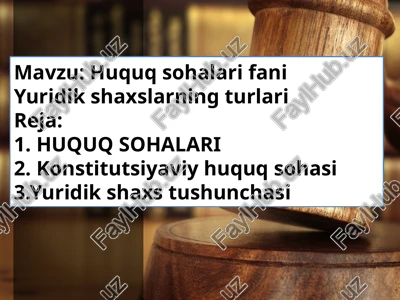 huquq sohalari fani yuridik shaxslarning turlari — PPTX