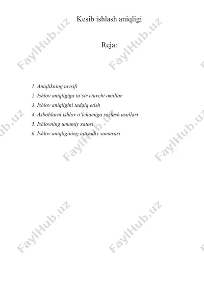kesib ishlash aniqligi — DOCX