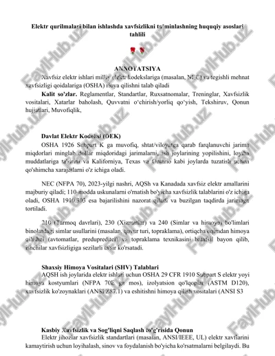 xavfsiz elektr ishlari — DOCX