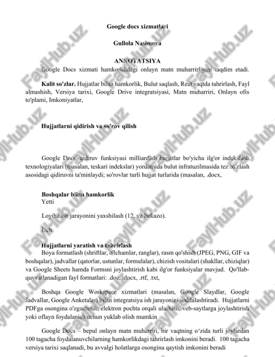 google docs xizmatlari — DOCX