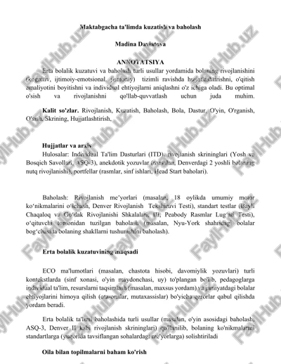 maktabgacha ta'limda kuzatish va baholash — DOCX