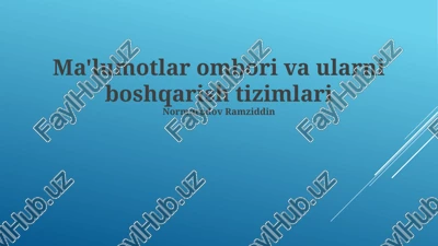 ma'lumotlar ombori boshqaruv tizimlari — PPTX