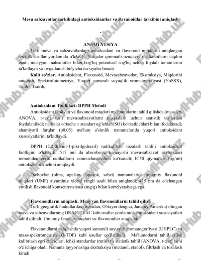 antioksidant tahlillari: dpph metodi — DOCX
