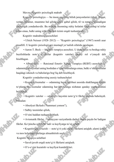 kognitiv psixologik maktab — DOCX