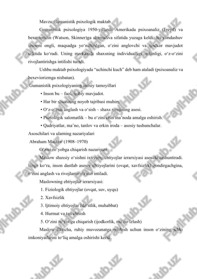 gumanistik psixologik maktab — DOCX