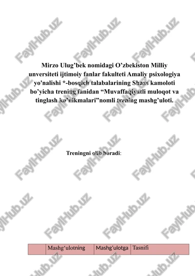 muvaffaqiyatli muloqot va tinglash ko’nikmalari — DOCX