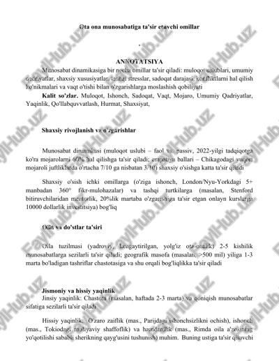 ota ona munosabatiga ta'sir etuvchi omillar — DOCX