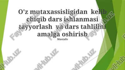 dars ishlanmasi tayyorlash va dars tahlili — PPTX