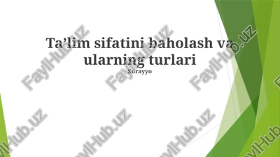 ta'lim sifatini baholash va ularning turlari — PPTX