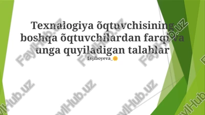 texnologiya o'qituvchilari uchun zaruriy ko'nikmalar va malakalar — PPTX